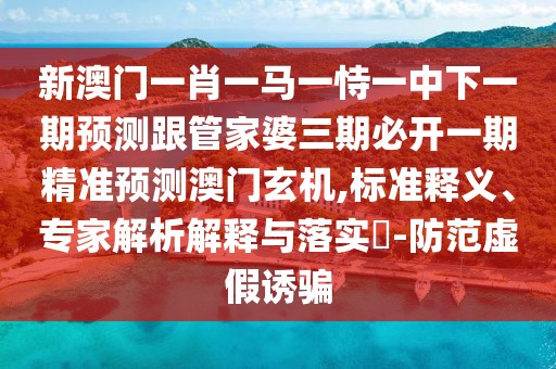 新澳門一肖一馬一恃一中下一期預(yù)測(cè)跟管家婆三期必開一期精準(zhǔn)預(yù)測(cè)澳門玄機(jī),標(biāo)準(zhǔn)釋義、專家解析解釋與落實(shí)?-防范虛假誘騙