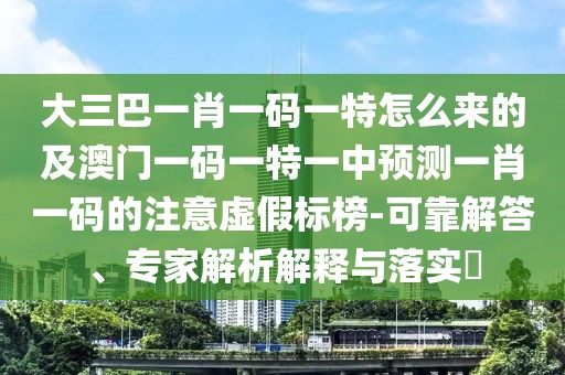 大三巴一肖一碼一特怎么來的及澳門一碼一特一中預(yù)測一肖一碼的注意虛假標榜-可靠解答、專家解析解釋與落實?