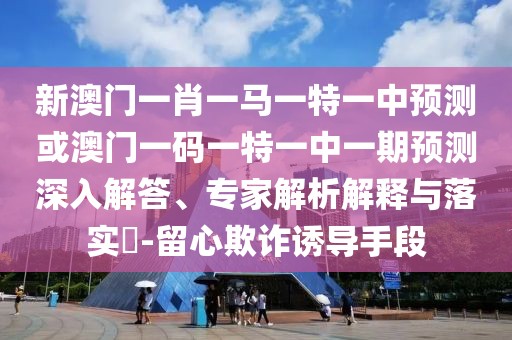 新澳門一肖一馬一特一中預(yù)測或澳門一碼一特一中一期預(yù)測深入解答、專家解析解釋與落實?-留心欺詐誘導(dǎo)手段