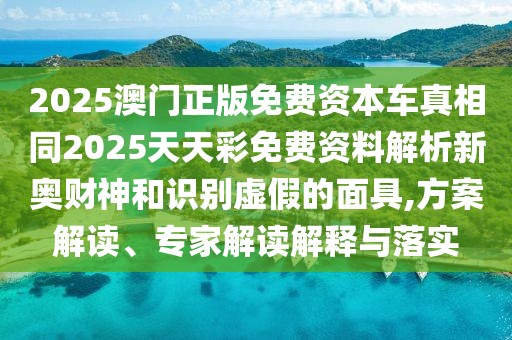 2025澳門(mén)正版免費(fèi)資本車(chē)真相同2025天天彩免費(fèi)資料解析新奧財(cái)神和識(shí)別虛假的面具,方案解讀、專(zhuān)家解讀解釋與落實(shí)