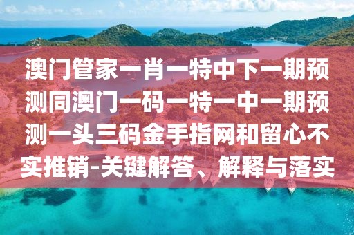 澳門管家一肖一特中下一期預(yù)測同澳門一碼一特一中一期預(yù)測一頭三碼金手指網(wǎng)和留心不實推銷-關(guān)鍵解答、解釋與落實