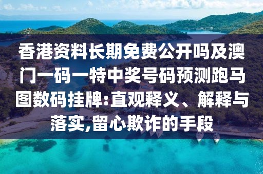 香港資料長期免費公開嗎及澳門一碼一特中獎號碼預測跑馬圖數(shù)碼掛牌:直觀釋義、解釋與落實,留心欺詐的手段