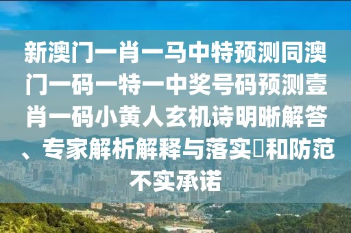 新澳門一肖一馬中特預(yù)測(cè)同澳門一碼一特一中獎(jiǎng)號(hào)碼預(yù)測(cè)壹肖一碼小黃人玄機(jī)詩(shī)明晰解答、專家解析解釋與落實(shí)?和防范不實(shí)承諾