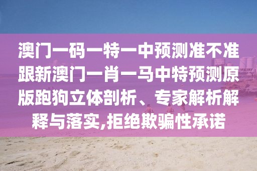 澳門一碼一特一中預(yù)測準(zhǔn)不準(zhǔn)跟新澳門一肖一馬中特預(yù)測原版跑狗立體剖析、專家解析解釋與落實,拒絕欺騙性承諾