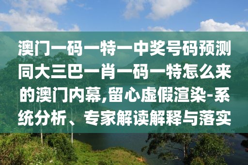 澳門一碼一特一中獎號碼預(yù)測同大三巴一肖一碼一特怎么來的澳門內(nèi)幕,留心虛假渲染-系統(tǒng)分析、專家解讀解釋與落實